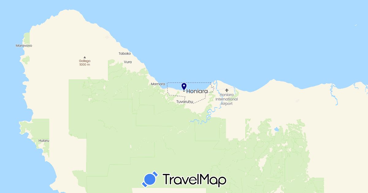 TravelMap itinerary: driving in Solomon Islands (Oceania)